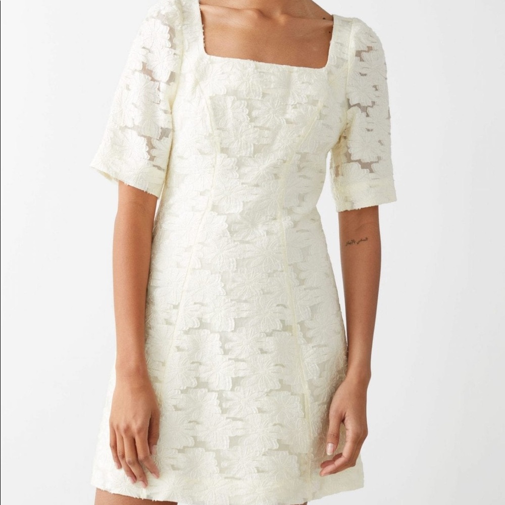 & Other Stories Flower Jacquard Mini Dress